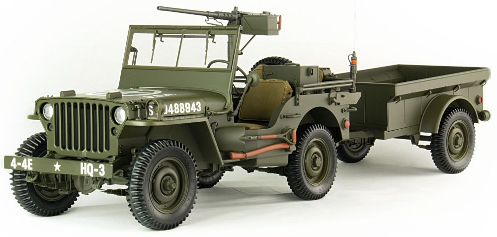 Willys Jeep Olive 1943 w/Trailer John Ayrey Die Casts